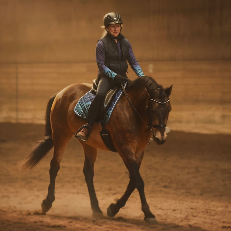 ider wearing performance riding apparel during a schooling ride