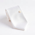 White silk stock tie with pearl pin