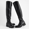 Tall Field Boots in black leather