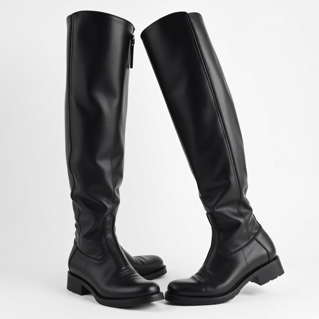 Tall Field Boots in black leather